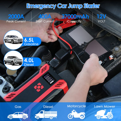1Pc Car Jump Starter With Air Compressor Portable Car Battery Booster With Digital Tire Inflator With 2000mAh Peak Current For 12V Car 6.5L Gas Or 4.0L Diesel Engines - 5 - cjdropshipping