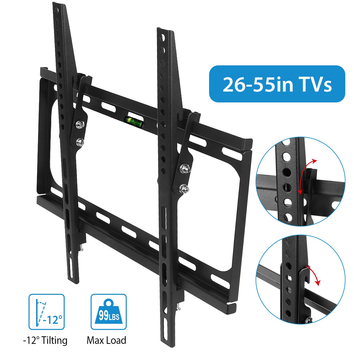 1Pc TV Wall Mount Tilt Dual Arm TV Mount Brackets Maximum VESA 400x400mm For 26-55in TVs