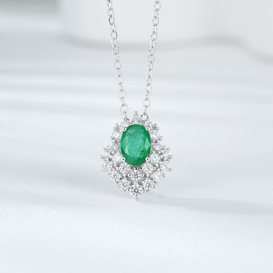 Light And Extravagant Necklace With Female Temperament And Versatility S925 Silver Emerald Pendant Opening Design - 4 - https://x.com/titan_prim62775J