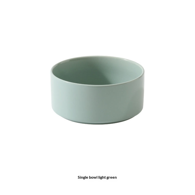 Solid Color Minimalist Home Use Ceramic Cat Food Feed Bowl - 0 - CJ