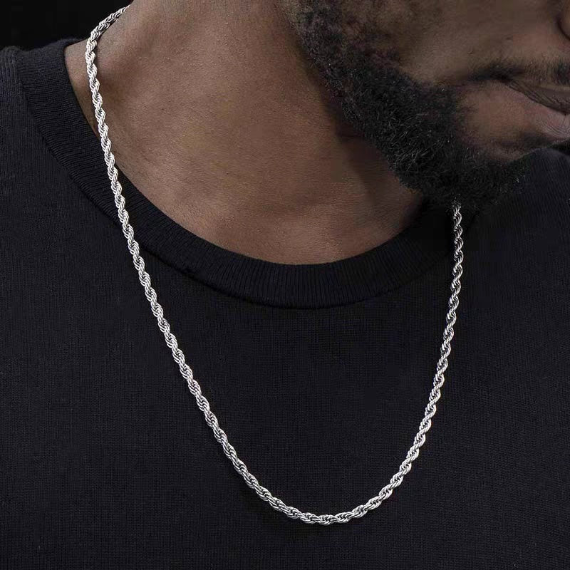 1pc Stainless Steel Twist Chain Necklace,Daily Wear Essential,Ideal Gift For Jewelry Enthusiasts And Crafters - 5 - CJ