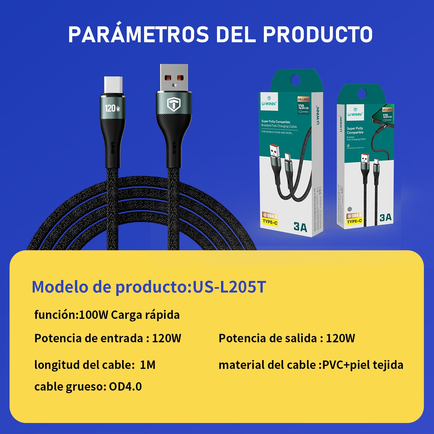 L205 USB - C Cable 3A 1M Black USB 3.0 UWINN - 5 - CJ