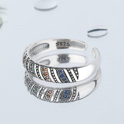 S925 Sterling Silver Fashion Personalized Color Diamond Thread Ring - 4 - https://x.com/titan_prim62775J