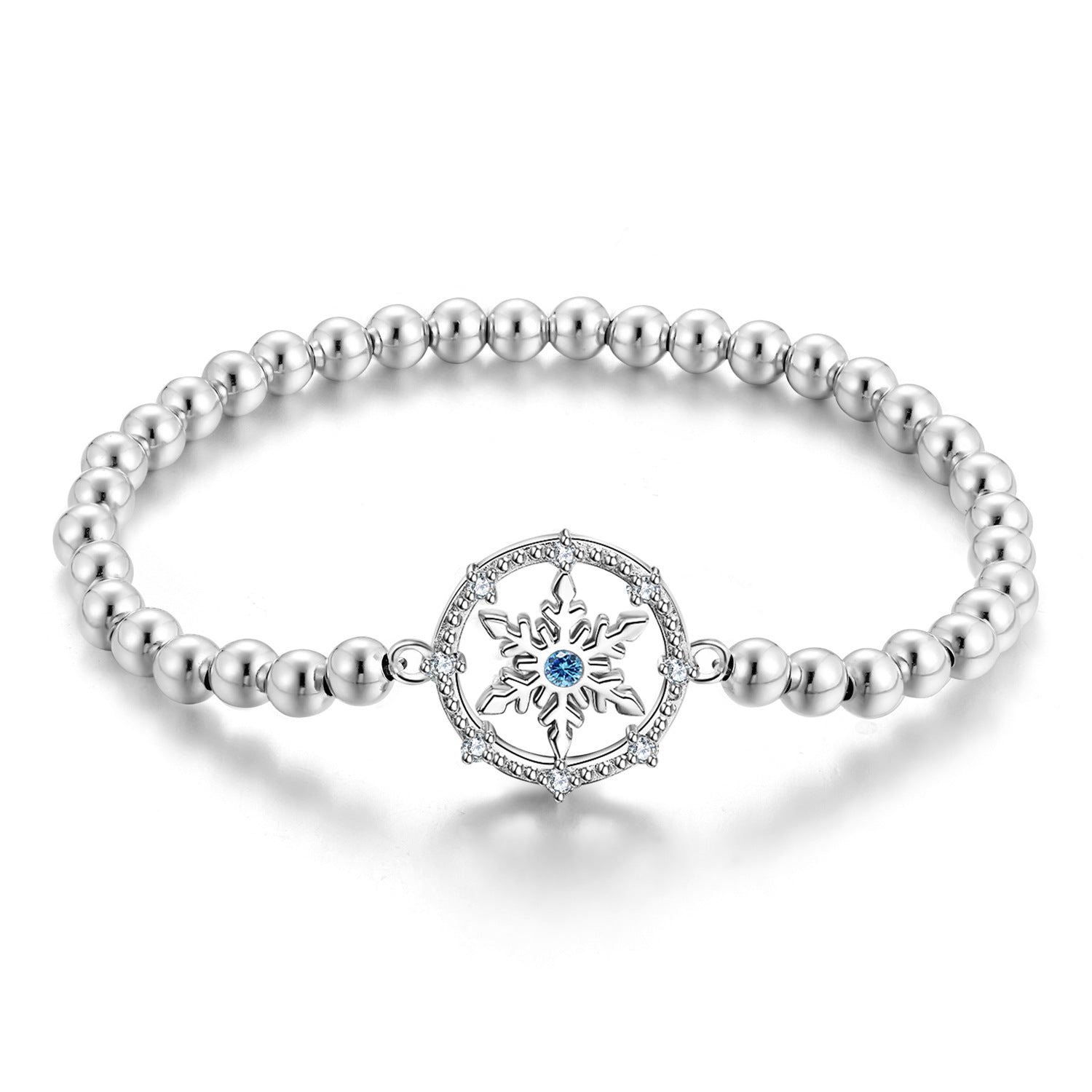 Original Snow Flower Bracelet Series Versatile Female Christmas Gift S925 Sterling Silver Beads - 4 - CJ - Silvery - 19cm - CJJE1595298 - Silvery - 19cm