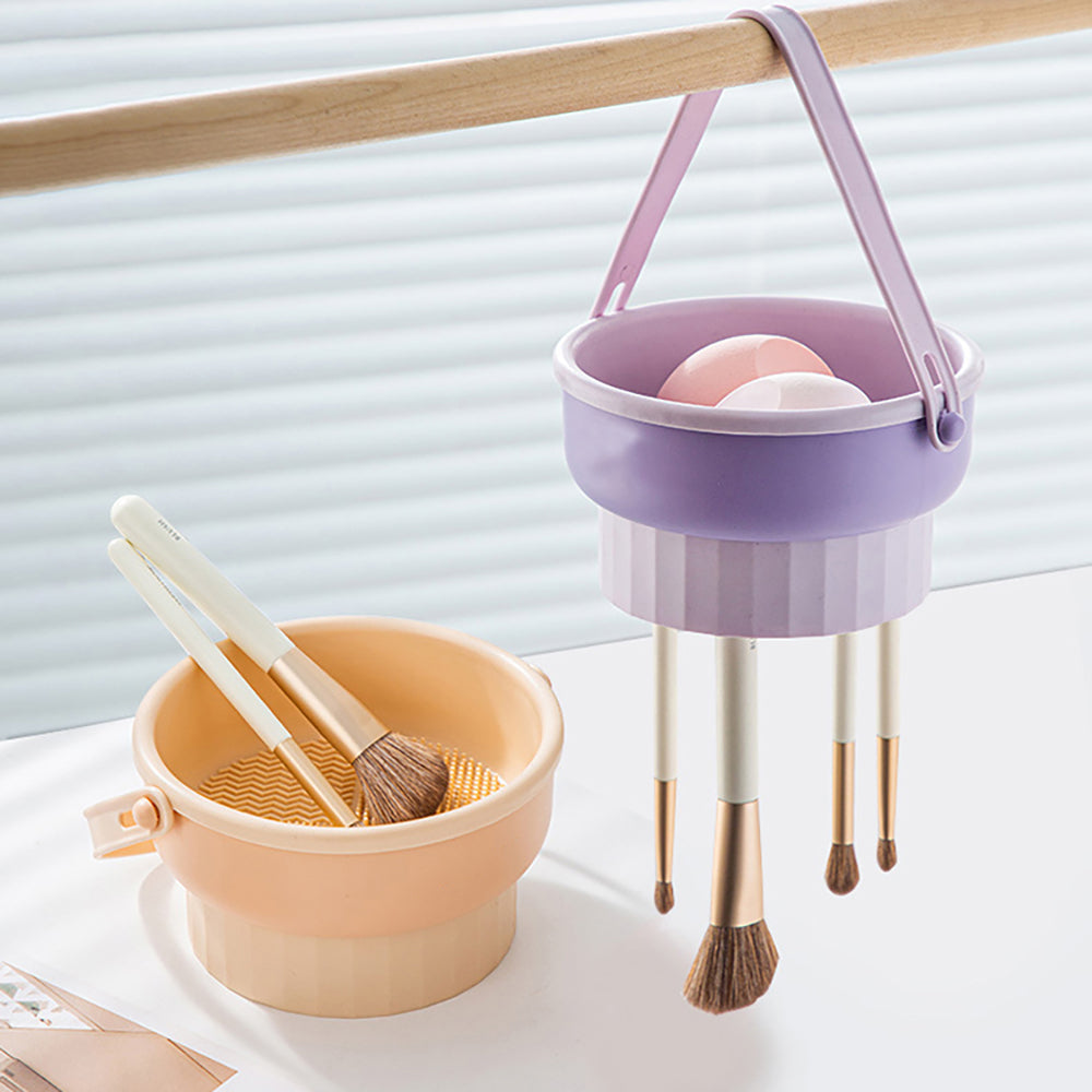Makeup Brush Cleaning Bowl Beauty Egg Cleaning Tool Storage Set Brush Powder Puff Dry Cleaning Silicone Drying Shelf - 5.0 - CJ