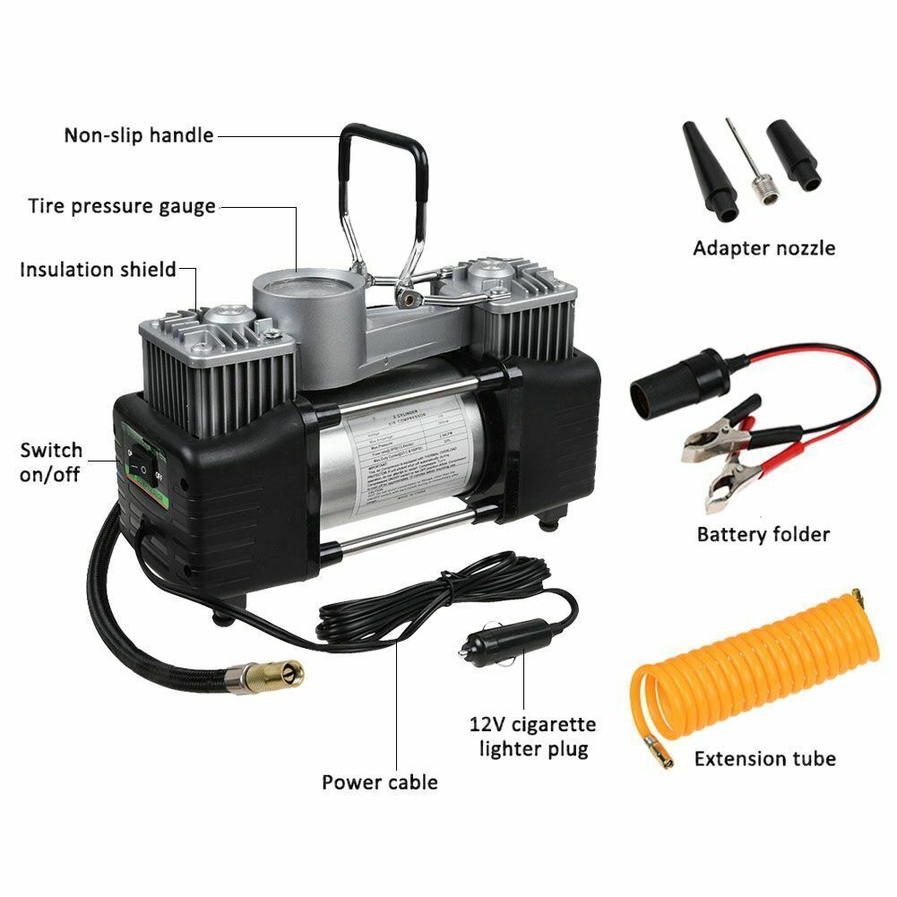 150PSI HEAVY DUTY PORTABLE 12V ELECTRIC CAR TYRE INFLATOR AIR COMPRESSOR - 5 - CJ