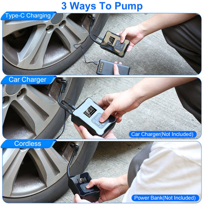 1Pc 150PSI Cordless Tire Inflator Digital Air Compressor With LED Light Emergency Power Bank For Cars Motorcycles Bicycles Balls - 5 - cjdropshipping
