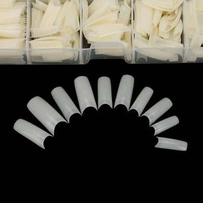 500Pcs Fake French Nail Tips White Clear Stiletto False Gel Pointy Art Acrylic - 5.0 - CJ