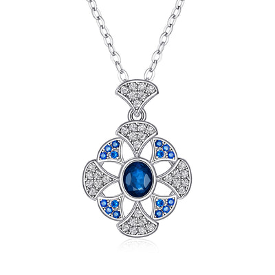 Temperament Gingko Leaf Pendant S925 Silver Set Natural Sapphire Necklace - 4 - https://x.com/titan_prim62775J