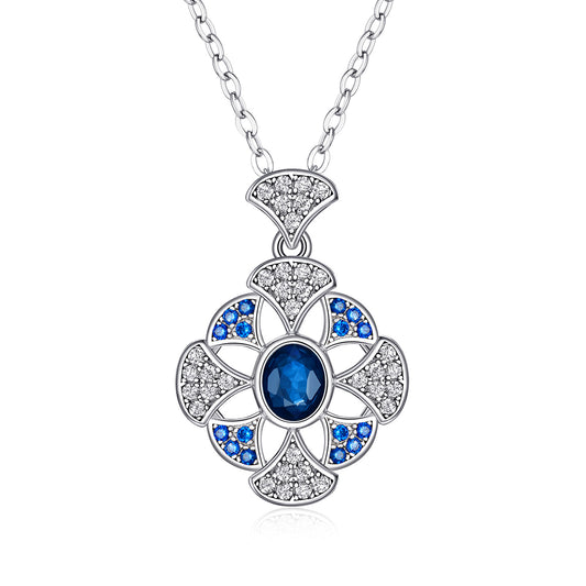 Temperament Gingko Leaf Pendant S925 Silver Set Natural Sapphire Necklace - 4 - https://x.com/titan_prim62775J