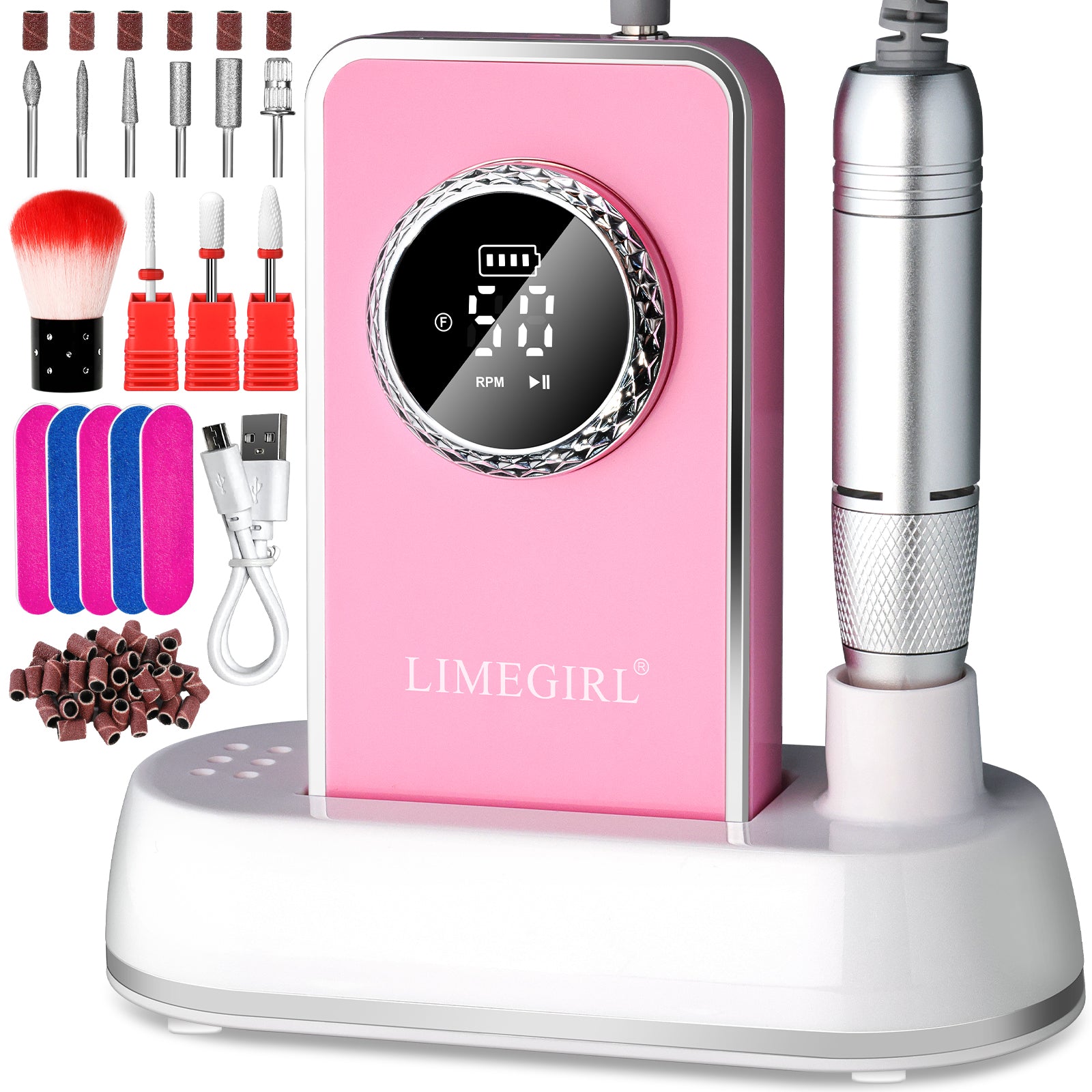 50000RPM Professional Electric Nail File Kit - Rechargeable Cordless Nail Drill For Acrylics Gel Nails, Portable E File Machine With 6 Bits For Home Salon Manicure Pedicure Care - 5 - CJ