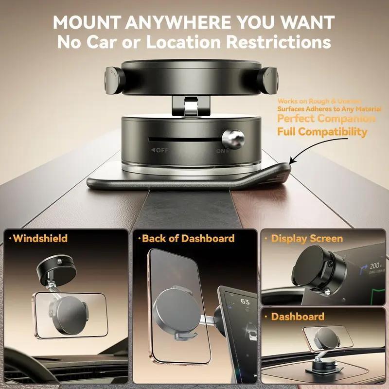 Upgraded Wireless Magnetic 360 Degree Rotating Adjustable Folding Car Phone Holder Strong Suction Power Is Suitable For Magsafe And All Smartphones - 5 - CJ