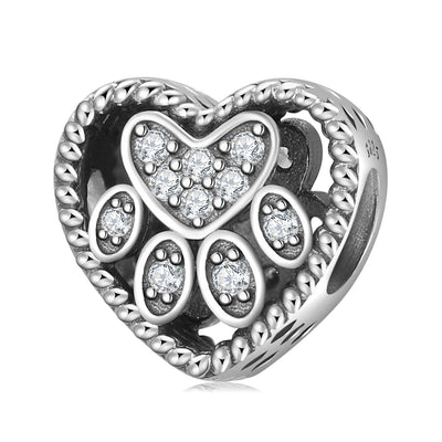 S925 Sterling Silver Beads Cute Dog Element Dog Paw Print Series Beaded Pendant DIY Accessories Loose Beads - 4 - CJ