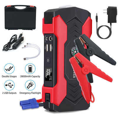 Car Jump Starter Booster 800A Peak 28000mAh 12V Battery Charger Up To 6.0L Gas Or 3.0L Diesel Engine With LCD Screen 4 Modes LED Flashlight - 5 - CJ