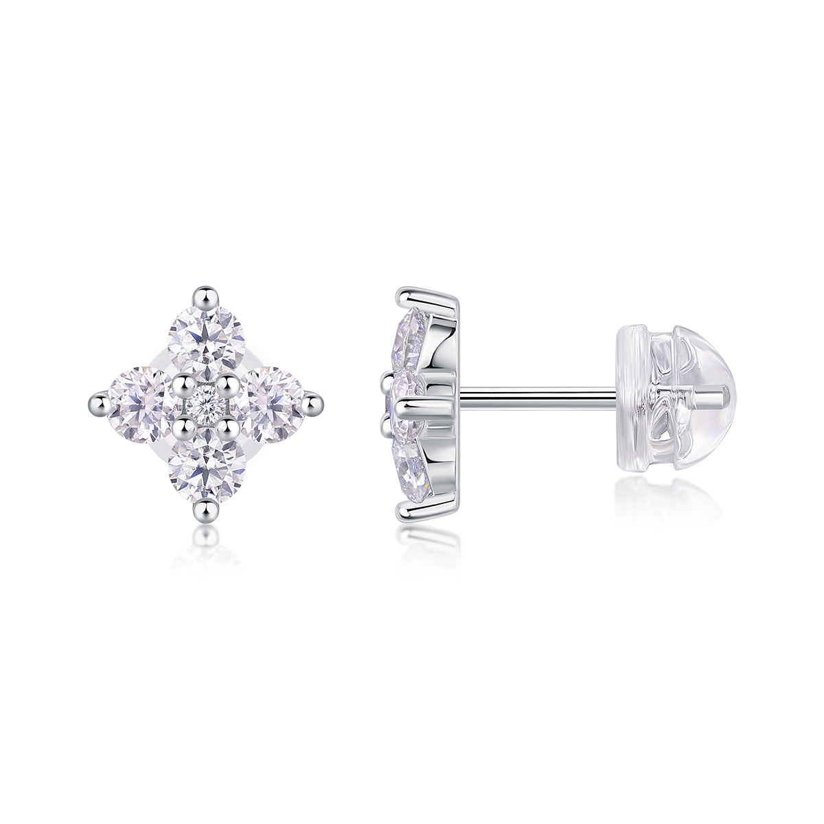 1Sweetheart French - Fashionable And Luxurious Diamond Jewelry Set With Moissanite S925 Sterling Silver And Platinum - plated Stud Earrings Prohibit TikTok sales - 5 - cjdropshipping