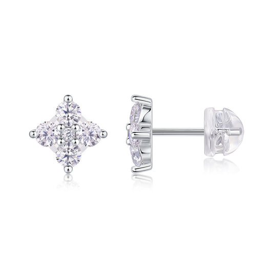 1Sweetheart French - Fashionable And Luxurious Diamond Jewelry Set With Moissanite S925 Sterling Silver And Platinum - plated Stud Earrings Prohibit TikTok sales - 5 - cjdropshipping