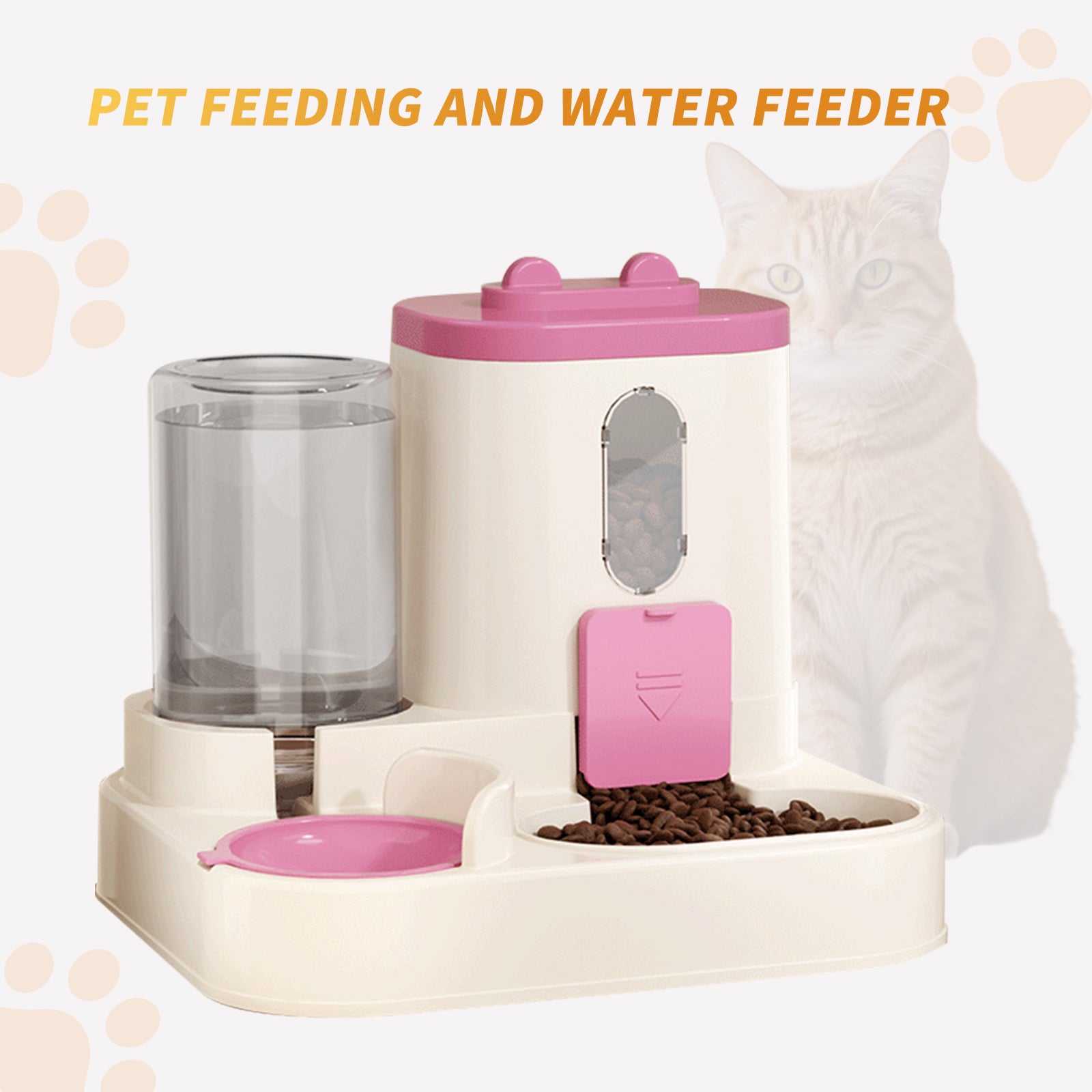 Fully Automatic 2in1 Cat Food Dispenser - Integrated Water And Food Feeding System - Cute Water Dispenser Cat Accessories - 5 - CJ