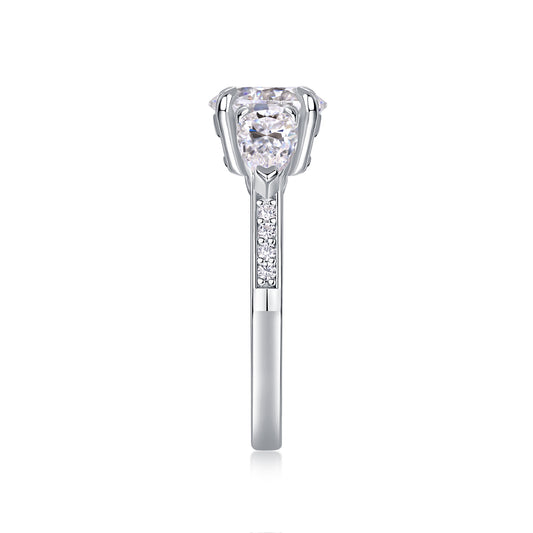 1Large Diamond Ring Luxury Fashion Set Moissanite Silver Ring Prohibit Tk Sales - 5 - CJ
