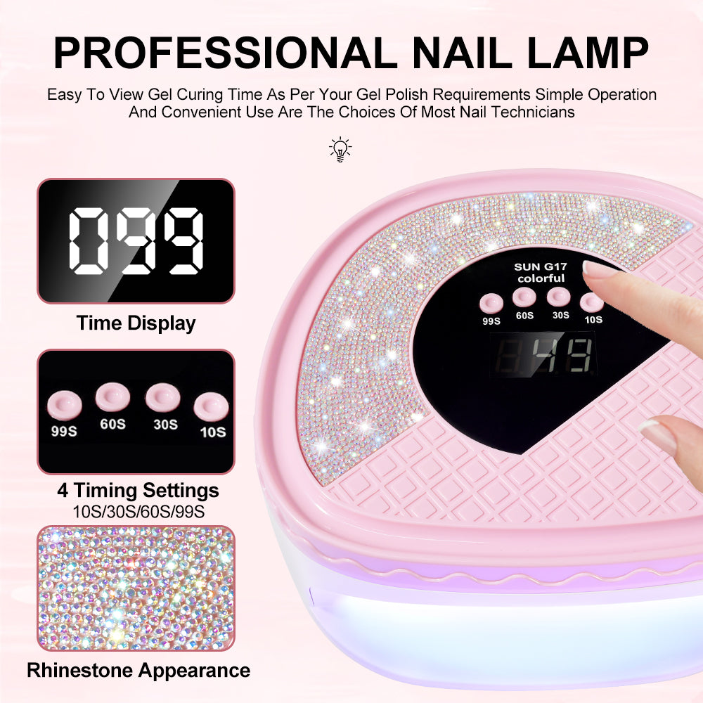 UV Nail Dryer Gel Nail Lamp, LED Light For Gel Polish - 4 Timers Professional Nail Art Accessories Nail Lamp With 42 Beads & Touch Display, Shining Crystal Decorations, Curing Gel Toe Nails - 5 - CJ