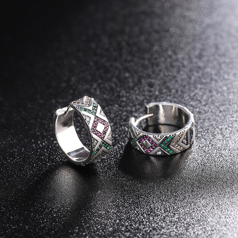 Multicolor Tribal Stripe Earrings Women 925 Sterling Silver Anti Allergy - 4 - CJ