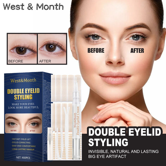 West&Month Double Eyelid Tape - Invisible, No - Glue, Natural Mesh Adhesive, Activates With Water, Beautiful Eyes, Olive Shaped Lace - 5 - CJ