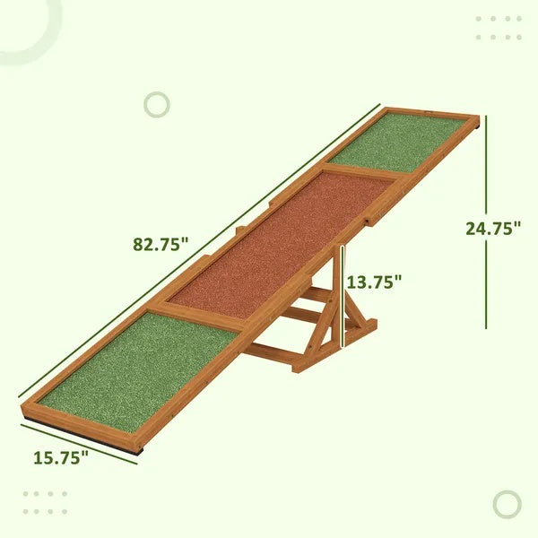Wooden Dog Agility Seesaw For Training And Exercise, Weather Resistant, 83 L X 16 W X 14 H Inch - 5 - CJ