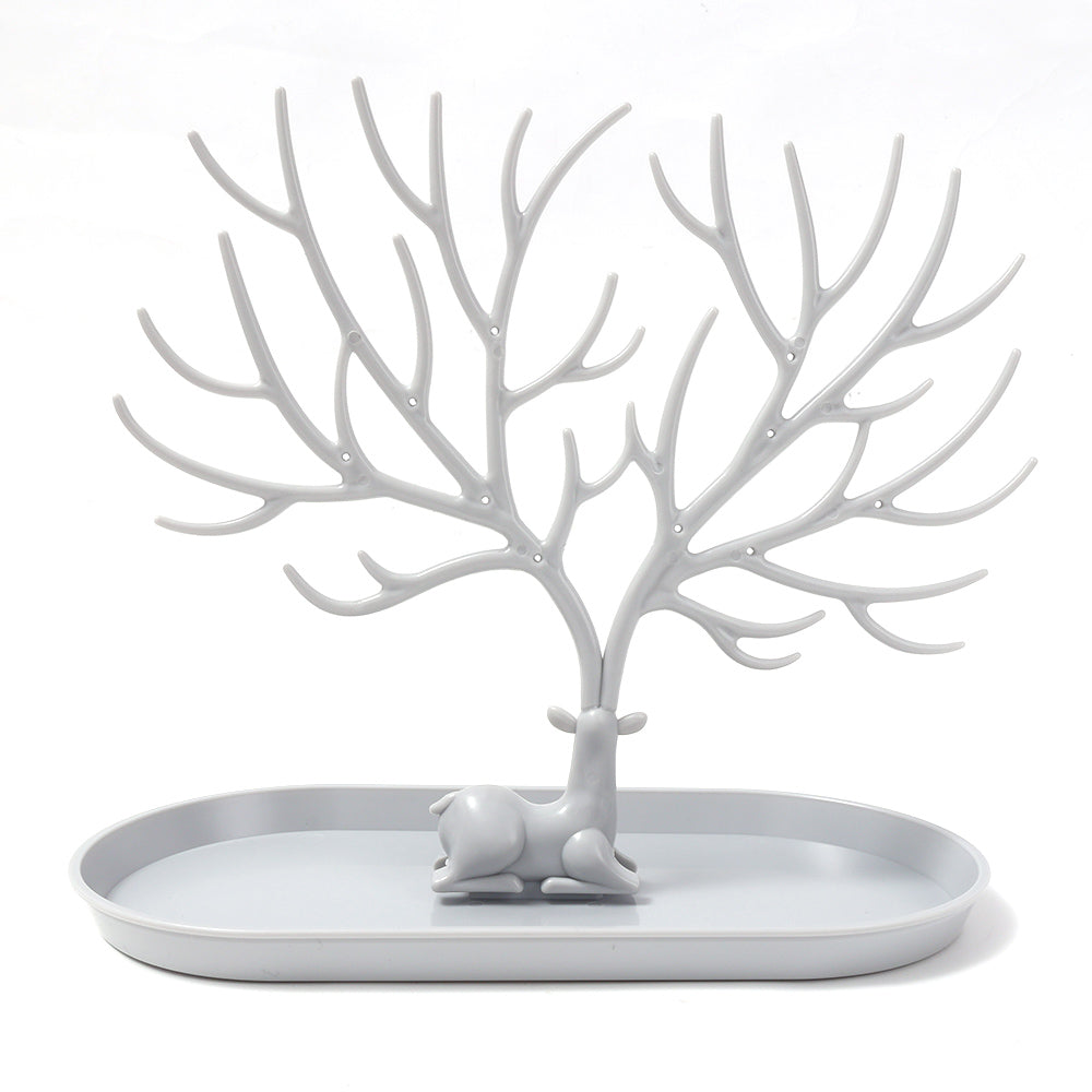 Deer Jewelry Display Stand Earrings Necklace Ring Jewelry Display Tray Jewelr Crystal Handle Antlers Jewelry Display Stand With Storage Drawer And Tray, Tree Tower Rack Hanging Organizer - 5 - CJ