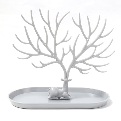 Deer Jewelry Display Stand Earrings Necklace Ring Jewelry Display Tray Jewelr Crystal Handle Antlers Jewelry Display Stand With Storage Drawer And Tray, Tree Tower Rack Hanging Organizer - 5 - CJ
