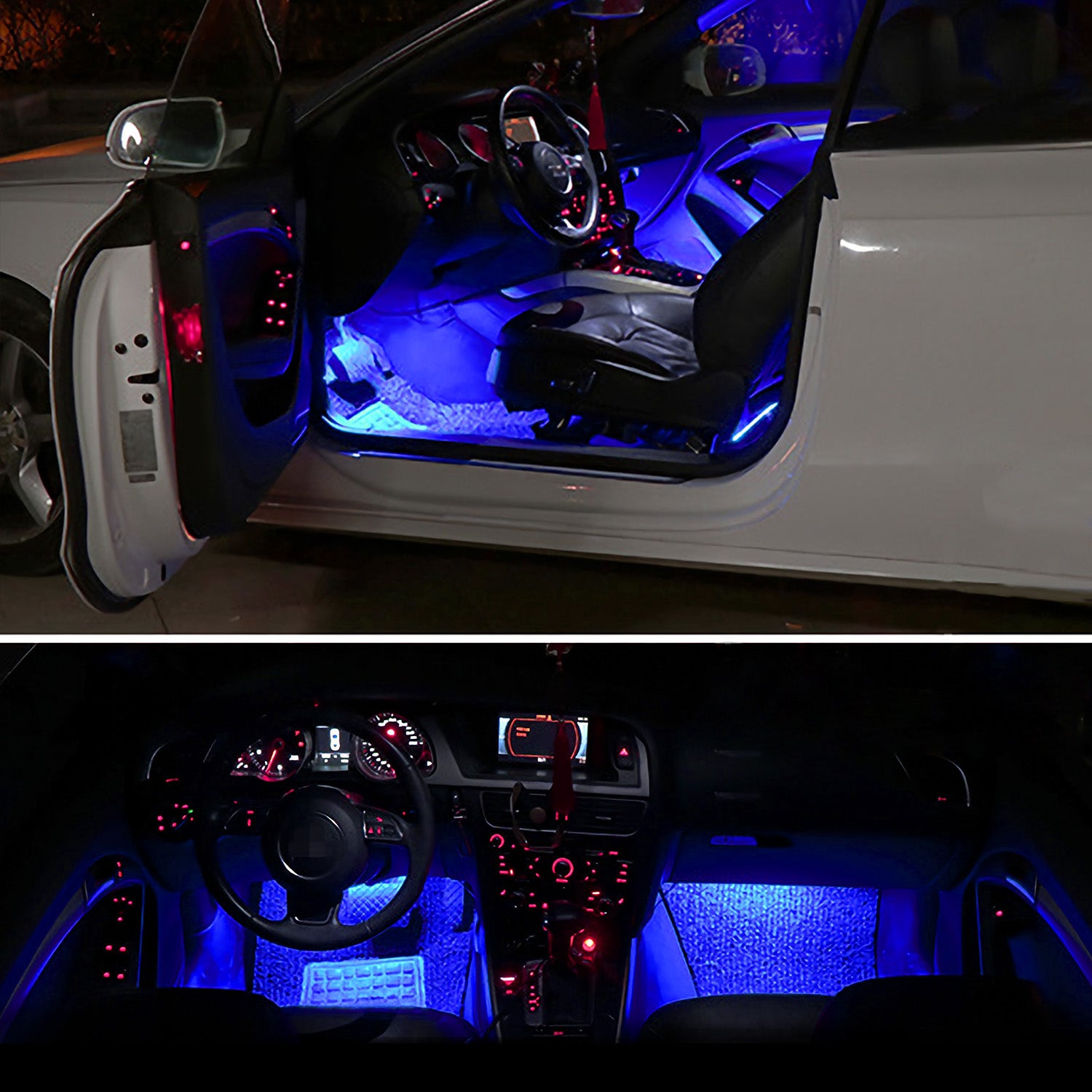 4Pcs Car Interior LED Atmosphere Light Car Charge Decorative Lamp DC 12V Blue Light - 5 - CJ