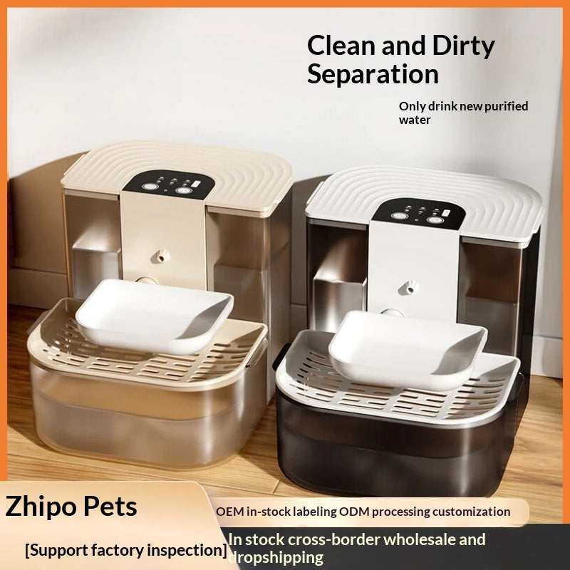 Thermostatically Controlled Plug - Free Pet Water Fountain With Automatic Tilting Feature Flowing Water - 0 - CJ