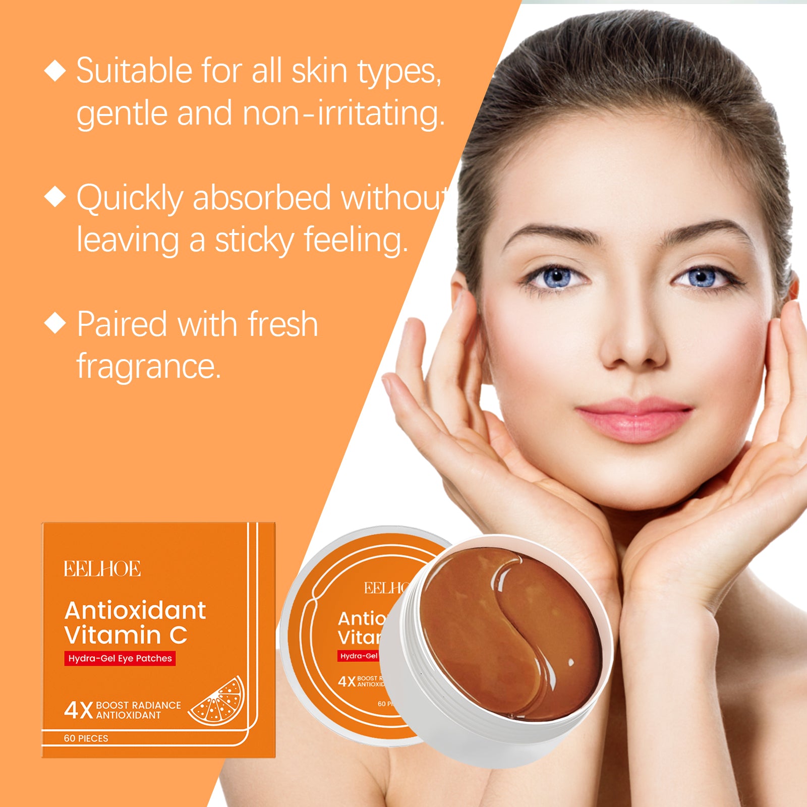 EELHOE Vitamin C Under Eye Patches For Dark Circles Care, Cooling, Moisturizing, Hydrating Eye Area Mask Patches - 5 - CJ