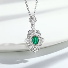 Natural Emerald Necklace Female Vintage Lace Design S925 Silver Inlaid Gem Pendant - 4 - https://x.com/titan_prim62775J