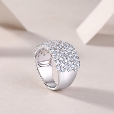 1Multiple Row Diamond Wide Rings, Moissanite Rings, Luxury Fashion Silver Rings Prohibit TikTok sales - 5 - CJ