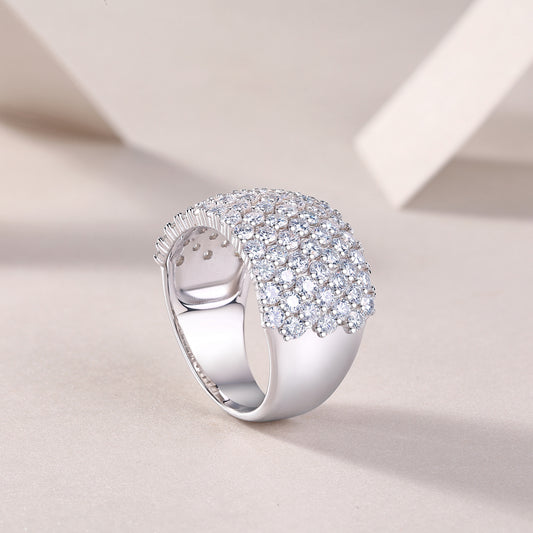 1Multiple Row Diamond Wide Rings, Moissanite Rings, Luxury Fashion Silver Rings Prohibit TikTok sales - 5 - CJ