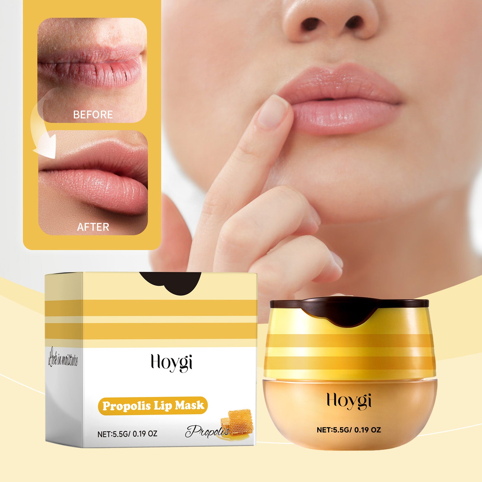 Hoygi Propolis Lip Mask, Fade Lip Lines, Anti - Crack Lip Balm Moisturizing Lip Care Lip Mask - 5 - CJ