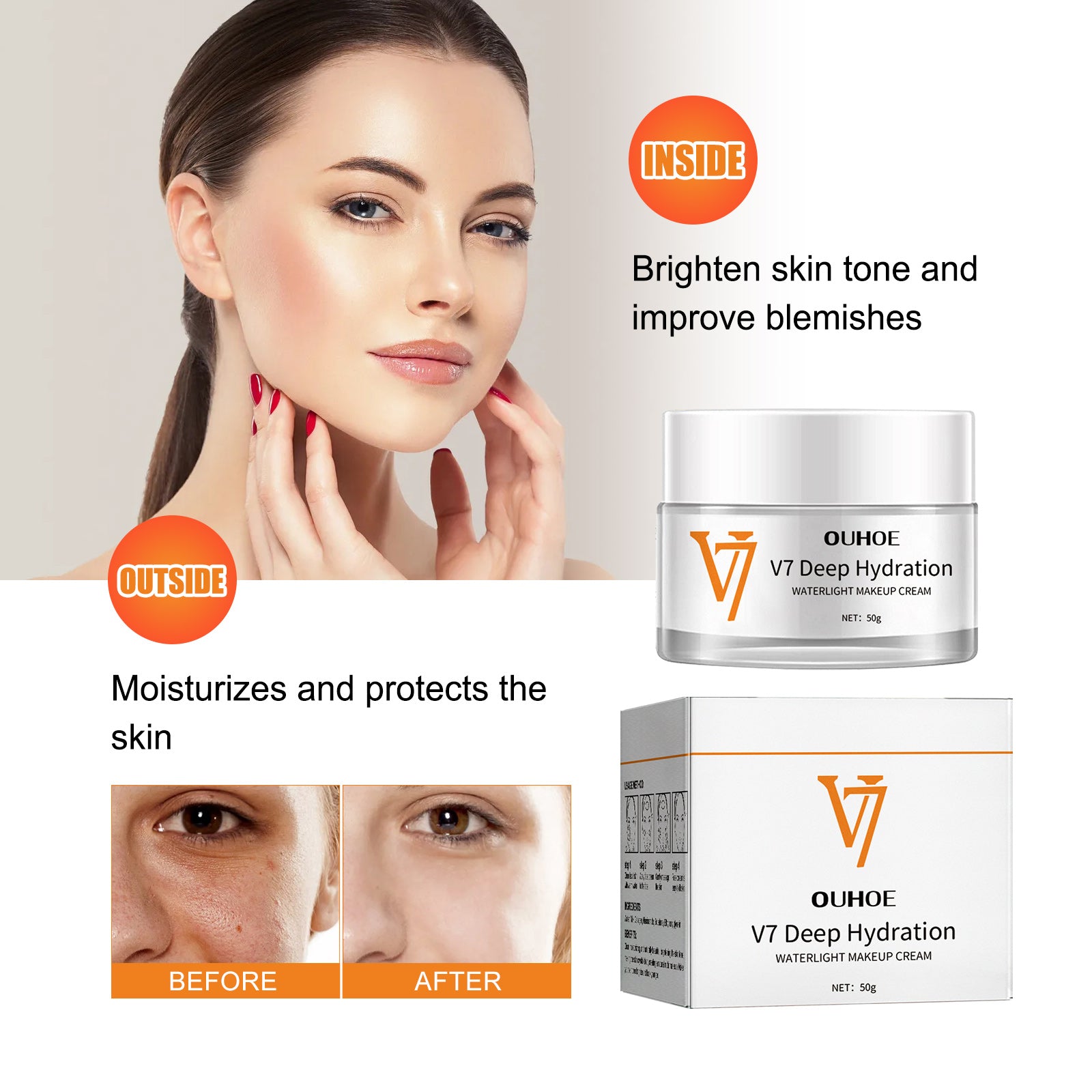 OUHOE  Moisturizing And Brightening Toning Cream, Moisturizing Face, Beauty, Rejuvenation, Moisturizing Cream, Brightening, Firming And Smoothing Cream - 5 - CJ