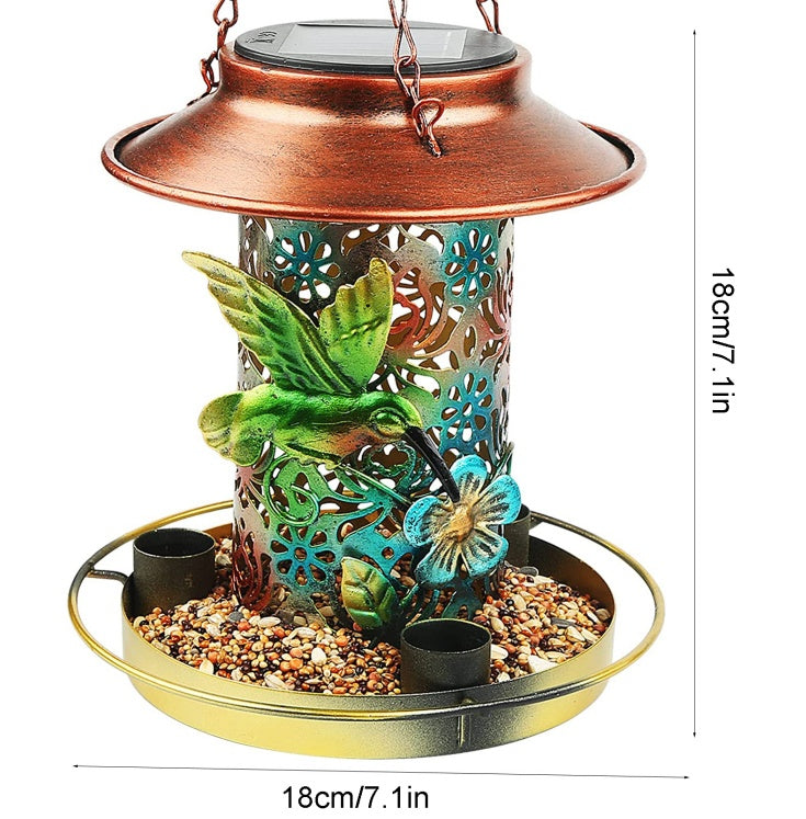 Solar Bird Feeder For Outdoors Hanging, Metal Wild Bird Feeder For Cardinals Solar Garden Lantern With S Hook As Gift For Bird Lovers - 5 - CJ