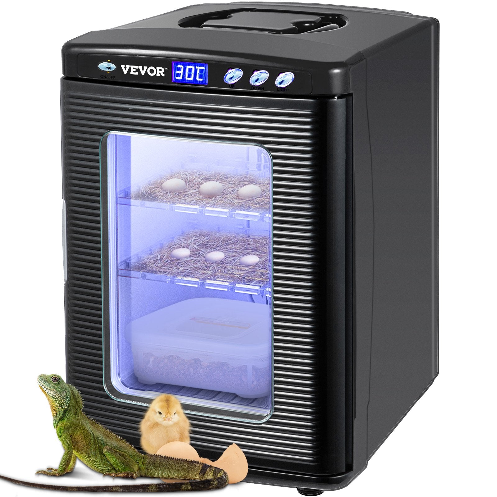Black Reptile Incubator 25L Scientific Lab Incubator Digital Incubator Cooling And Heating 5 - 42°C Reptile Egg Incubator 12V/110V Work For Small Reptiles - 5 - CJ