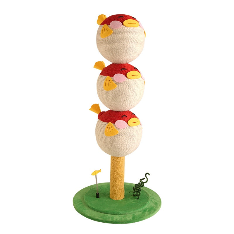Cute Puffer Fish-shaped Cat Climbing Frame, Three-tier Climbing Tower With Base, Indoor Cat Scratching Post Climbing Frame With Vertical Claw Interactive Cat Toy, Suitable For Cats Of All Sizes