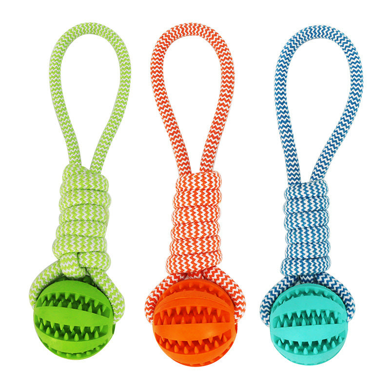 Dog Toys Treat Balls Interactive Hemp Rope Rubber Leaking Balls For Small Dogs Chewing Bite Resistant Toys Pet Tooth Cleaning Bite Resistant Toy Ball For Pet Dogs Puppy - 5 - CJ