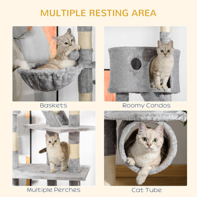 Floor Standing Cat Tree 94.5 - 10.25 Inch Height Adjustable Cat Climbing Tower, Apartment Hammock - 5 - cjdroshippping