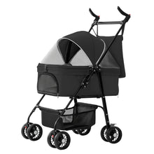 1Pc 4 - Wheels Pet Stroller Foldable Carrier Strolling Cart Travel Jogger Pet Stroller With Removable Liner Storage Basket For Dog Cat - 5 - CJ
