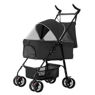 1Pc 4 - Wheels Pet Stroller Foldable Carrier Strolling Cart Travel Jogger Pet Stroller With Removable Liner Storage Basket For Dog Cat - 5 - CJ
