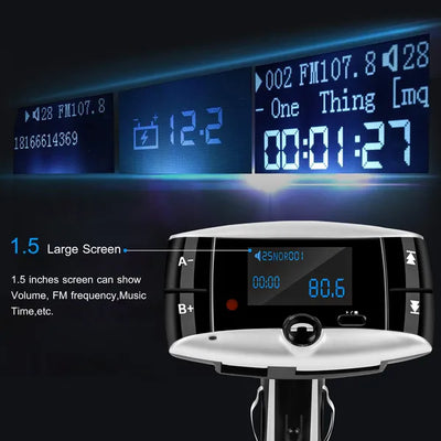 Car Wireless FM Transmitter USB Charger Hands - free Call MP3 Player SD Card Reading Aux - in LED Display - 5 - CJ