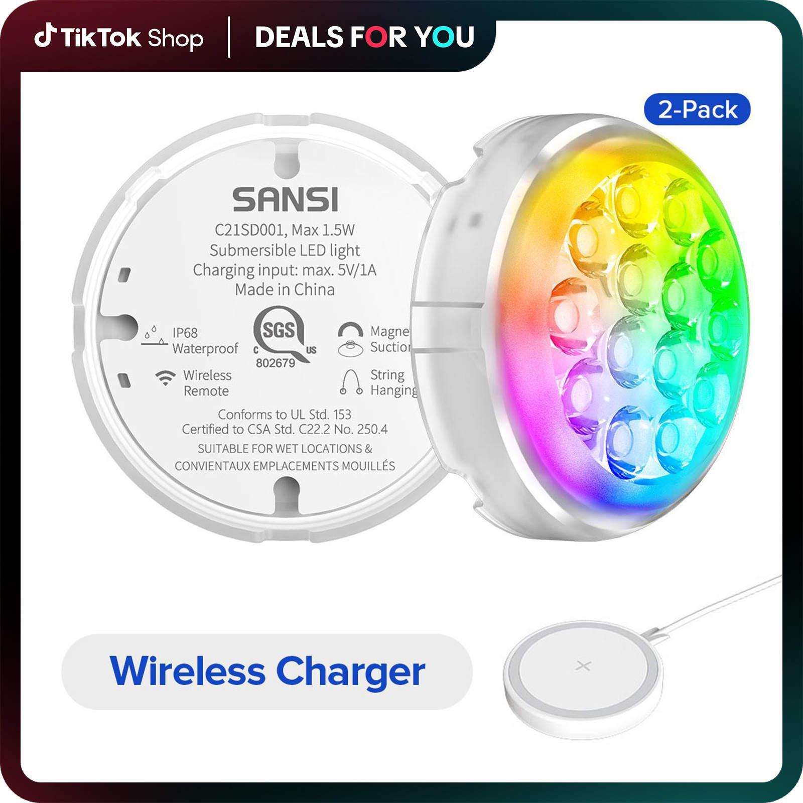 Three-color Upgraded Wireless Charging Pool Landscape Decoration Waterproof Outdoor Diving Color-changing Underwater Spotlight