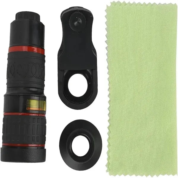Mobile Phone Attachment Lens, Mobile Zoom Lens, Mobile Camera And Accessories, 8X, 12X, 20X, Smartphone And Tablet Long Focus Telephoto With Clip, Black - 5 - CJ