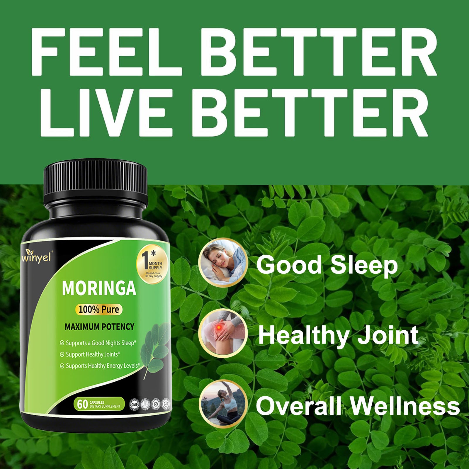 Pure Moringa Capsules - High Potency, Health & Fitness With Essential Vitamins & Amino Acids - 60 Capsules - 5 - CJ