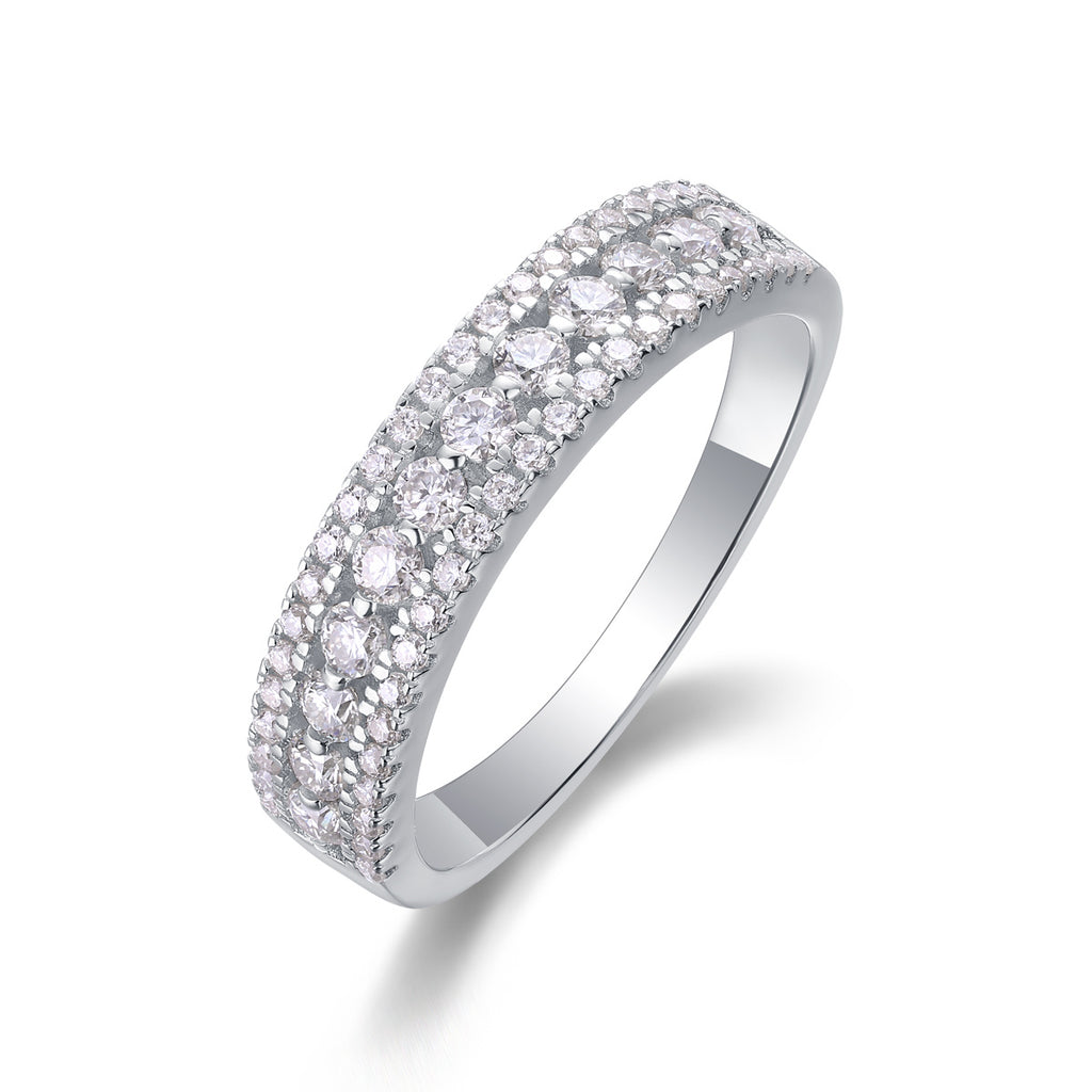 Luxury Fashion Multi-row Diamond Ring With Moissanite Silver Ring