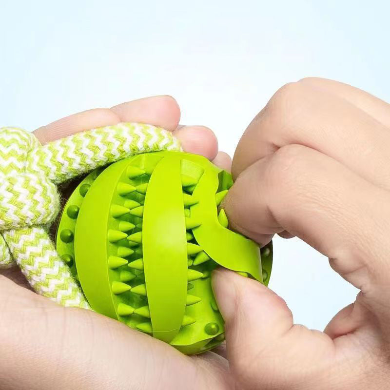 Dog Toys Treat Balls Interactive Hemp Rope Rubber Leaking Balls For Small Dogs Chewing Bite Resistant Toys Pet Tooth Cleaning Bite Resistant Toy Ball For Pet Dogs Puppy - 5 - CJ