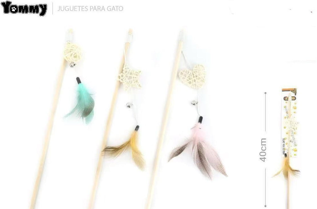 Wooden Rods And Rattan Balls Tease Cat Sticks